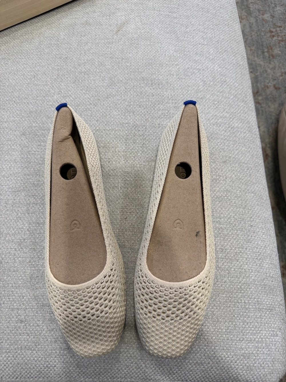 Rothy's Beige Knit Flats with Blue Heel Tab